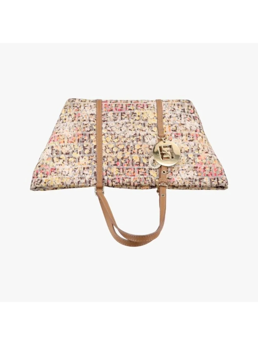 Fendi Zucchino Pattern Brown Multicolor Canvas Handbag